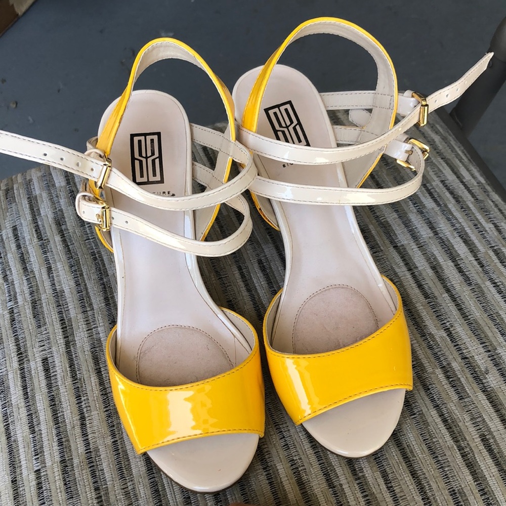 Pair of yellow & cream sandals